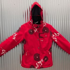 Orage Red and Black Floral Ski Jacket